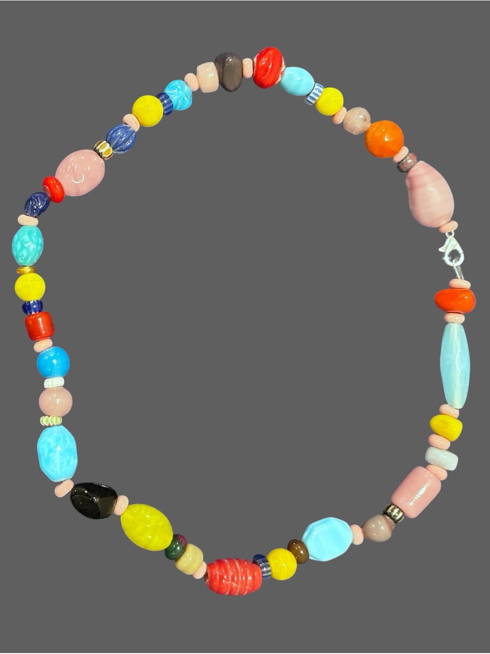hand made dopamine colorful glass beaded statement necklace